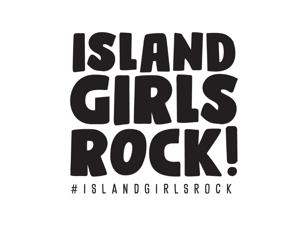 Island Girls Rock! #islandgirlsrock in black on white background
